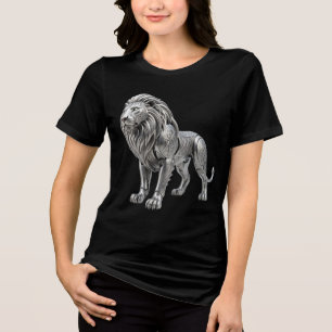 Camiseta Triblenda Majestuoso León de Plata Celta con Intrincado Nudo