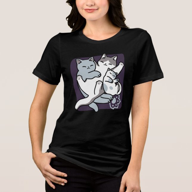 Camiseta Triblenda Malabarismo de leva - gatos durmientes curados (Anverso)