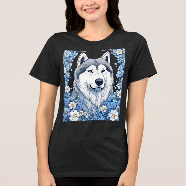 Camiseta Triblenda Malamute De Alaska Rodeado De Olvidantes (Anverso)