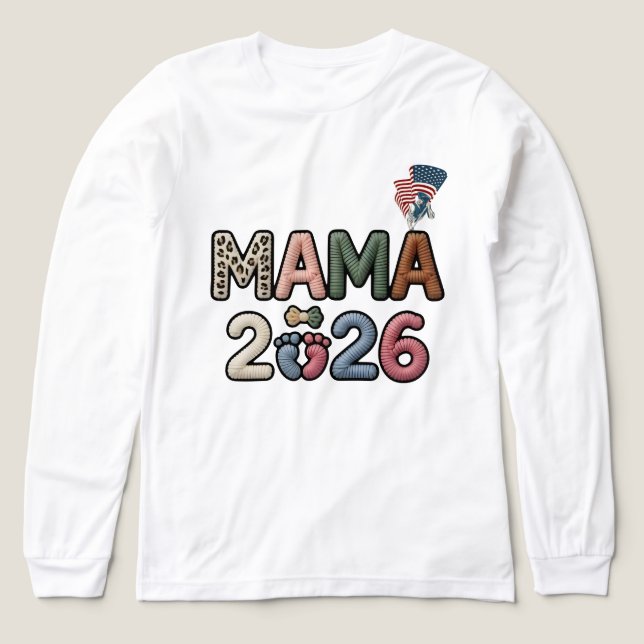 Camiseta Triblenda Mama 2026 Faux Baby Feet Pregnancy Reveal (Diseño frontal)