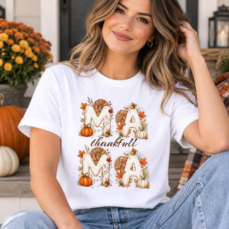 Camiseta Triblenda Mamá agradecida día de acción de gracias floral ca