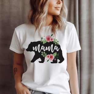 Camiseta Triblenda Mama Bear Elegante Flores Rústicas Florales
