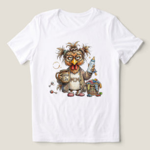 Camiseta Triblenda Mamá Cansada Pollo Divertido Pelo Desordenado Vida