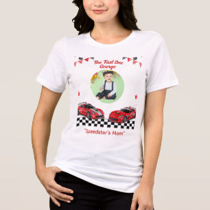 Camiseta Triblenda Mamá Corredora de Coche Rápido Rojo y Negro
