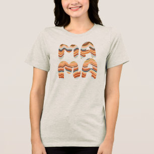 Camiseta Triblenda Mama Cute Retro 70s Stripes Waves Brush Stroke