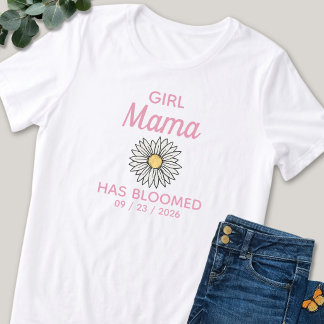 Camiseta Triblenda Mamá de Niña Rosa y Blanca Encantadora Fecha Estab