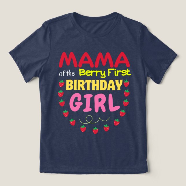 Camiseta Triblenda Mamá del primer cumpleaños de Berry, Strawberr Chi (Diseño delantero )