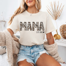 Mama Est TShirt Leopard Print, Personalizado Mama 