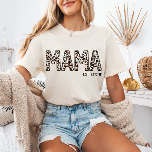 Camiseta Triblenda Mama Est TShirt Leopard Print, Personalizado Mama