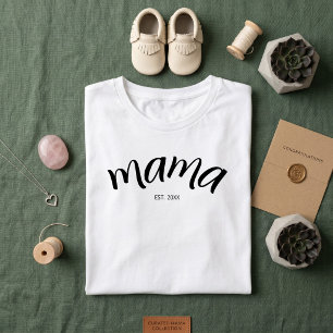 Camiseta Triblenda Mamá Estableció Escritura Minimalista Año Nuevo Ma