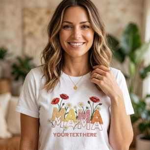 Camiseta Triblenda Mamá Floral Día de la Madre Nombre Personalizado A