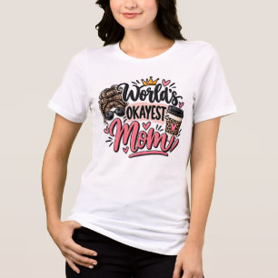 Camiseta Triblenda Mamá Más o Menos del Mundo Estampado de Leopardo M