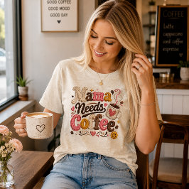 Camiseta Triblenda Mama Necesita Café Falso Hilo