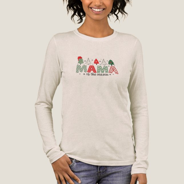 Camiseta Triblenda Mama of the Season Christmas Trees Long Sleeve T-S (Anverso)