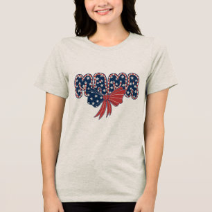 Camiseta Triblenda MAMA - Patriótico 4 de julio Estrellas y Bow PNG