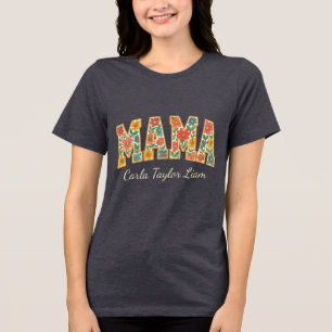 Camiseta Triblenda Mamá personalizado con nombres de niños o Año Este