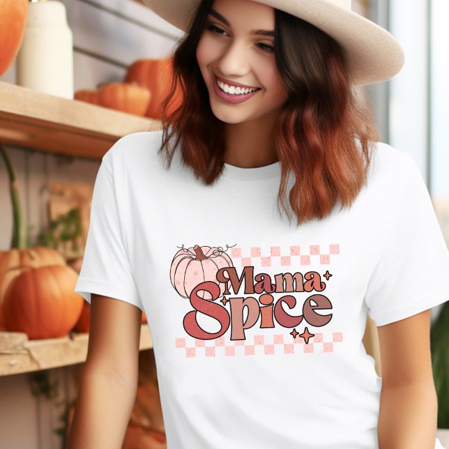 Camiseta Triblenda Mama Spall Fall Retro Calabaza Rosa (Mama Spice Fall Retro Pumpkin Pink Tri-Blend Shirt)