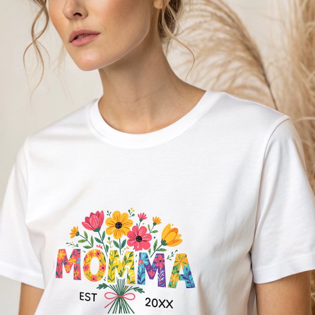 Camiseta Triblenda Mama Text con flores (Subido por el creador)