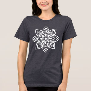 Camiseta Triblenda Mandala flor de estrella blanca de ocho puntos