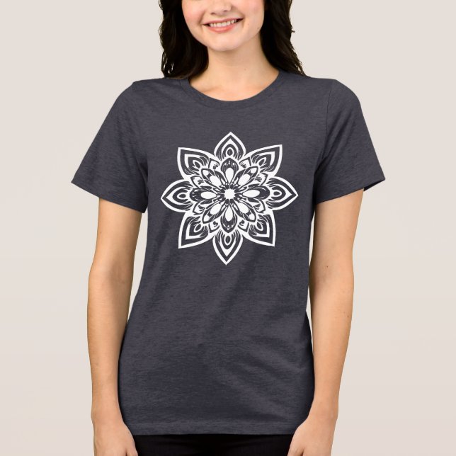 Camiseta Triblenda Mandala flor de estrella blanca de ocho puntos (Anverso)