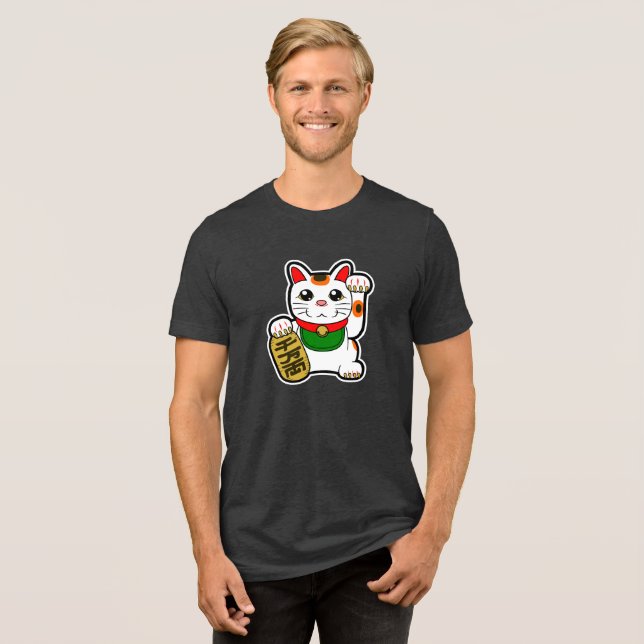 Camiseta Triblenda Maneki Neko: Gato afortunado (Anverso Completa)