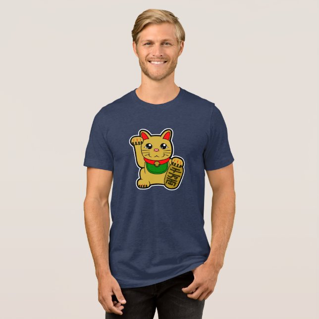 Camiseta Triblenda Maneki Neko: Gato afortunado de oro (Anverso Completa)