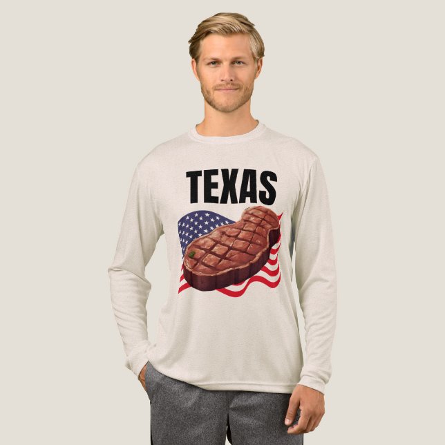 Camiseta Triblenda Manga larga Bella+Canvas para hombres de Texas (Anverso Completo)