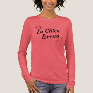 CAMISETA TRIBLENDA MANGA LARGA "LA CHICA BRAVA" NEGRA