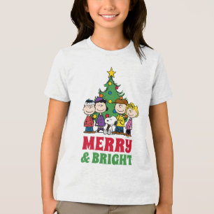 Camiseta Triblenda Maní   La pandilla alrededor del árbol de Navidad