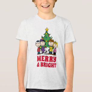 Camiseta Triblenda Maní   La pandilla alrededor del árbol de Navidad