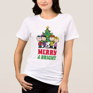 Camiseta Triblenda Maní   La pandilla alrededor del árbol de Navidad