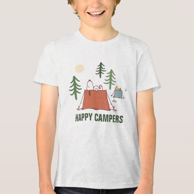Camiseta Triblenda Maní | Snoopy & Woodstock Happiness is Camping (Anverso)