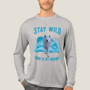 Camiseta Triblenda Mantén Fiero Lobo Blanco Pista de Nieve