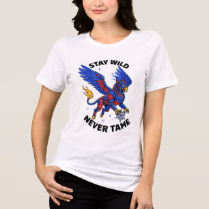 Camiseta Triblenda Mantén Fiero Nunca Domado Gráfico de Grifo Ciberné