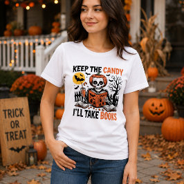 Camiseta Triblenda Mantén Los Dulces Tomaré Libros Halloween