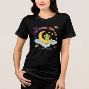 Camiseta Triblenda Mantén Moon-Cha-La Cute Luna Crescente & Estrellas