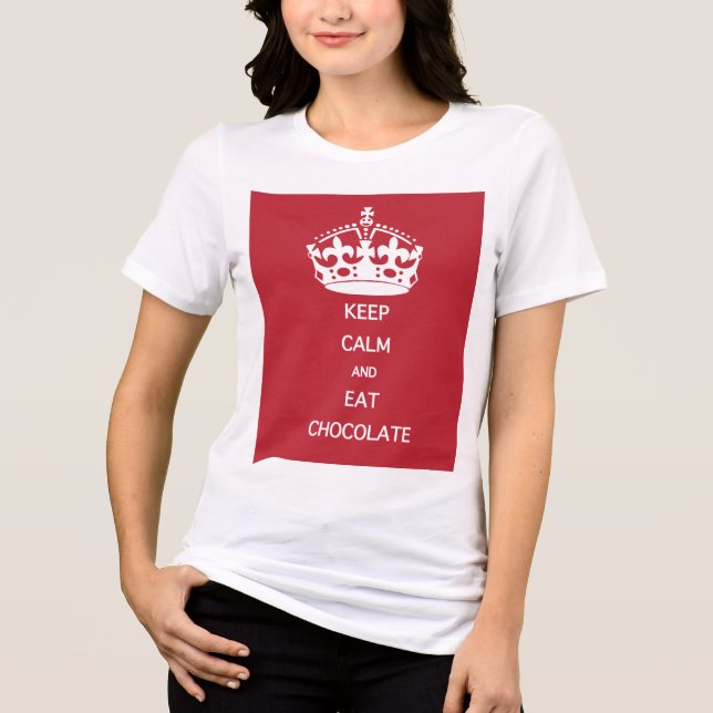 CAMISETA TRIBLENDA MANTENER CALMA COMER CHOCOLATE (Anverso)
