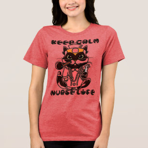 Camiseta Triblenda Mantener la calma - Gato de enfermera