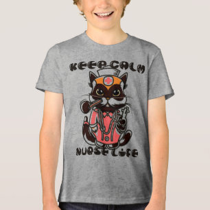 Camiseta Triblenda Mantener la calma - Gato de enfermera