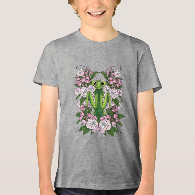 Camiseta Triblenda Mantis De Oración Adorables Y Laurel De Montaña (Anverso)