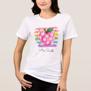 Camiseta Triblenda Manzana de margarita de acuarela personalizada