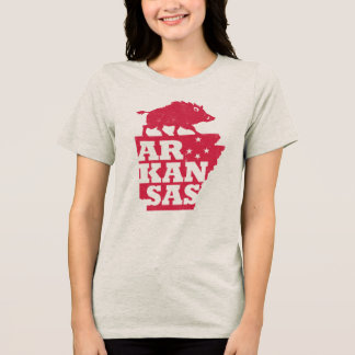 Camiseta Triblenda Mapa de contorno del estado de Arkansas Razorback