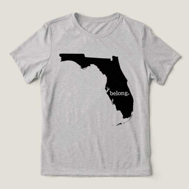 Camiseta Triblenda Mapa de Florida Pertenece al Orgullo del Estado Mi (Diseño delantero )