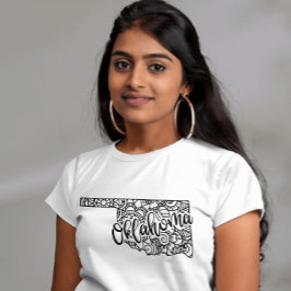 Camiseta Triblenda Mapa de Mandala de Arte de Línea Oklahoma para adu