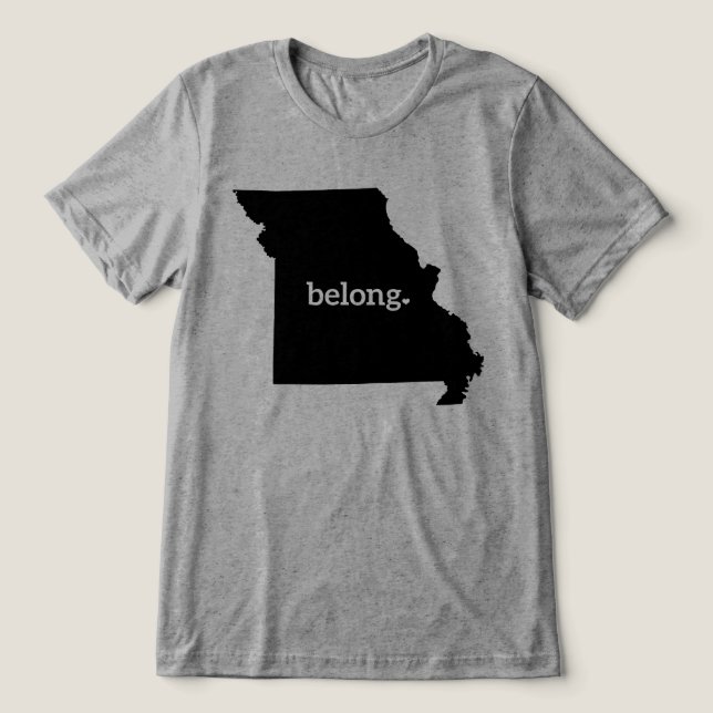 Camiseta Triblenda Mapa del estado de Heart Missouri Belong (Diseño delantero )