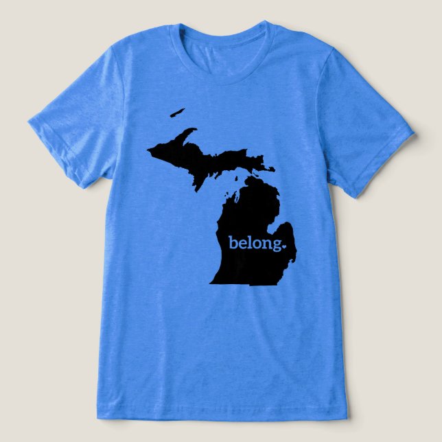 Camiseta Triblenda Mapa estatal de Michigan Belong (Diseño delantero )