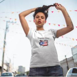 Camiseta Triblenda Mapa mínimo de Puerto Rico Bandera nacional