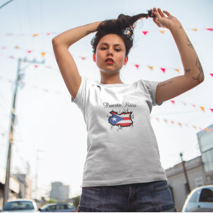 Camiseta Triblenda Mapa mínimo de Puerto Rico Bandera nacional