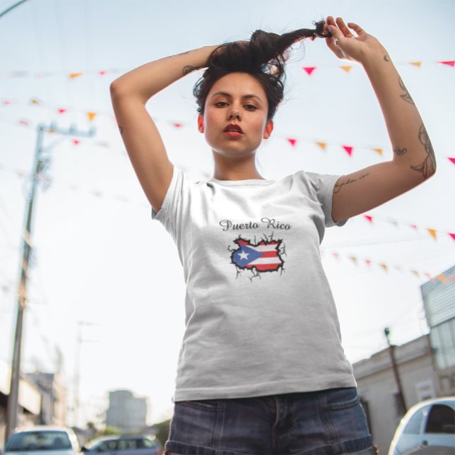 Camiseta Triblenda Mapa mínimo de Puerto Rico Bandera nacional (Minimal Puerto Rico Map National Flag Tri-Blend Shirt)