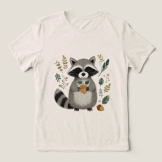 Camiseta Triblenda Mapache Adorable Sosteniendo Bellota